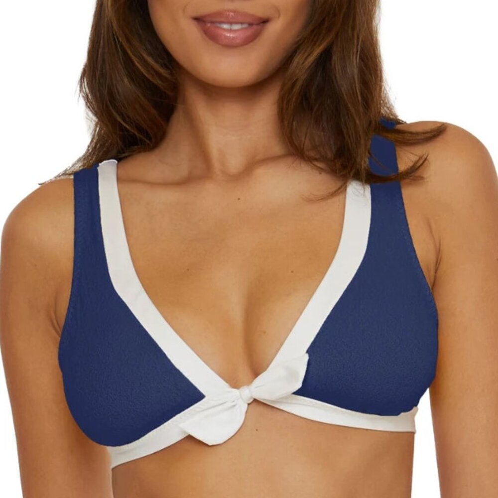 NWT Trina Turk Courtside Banded Tie Front Bikini Top